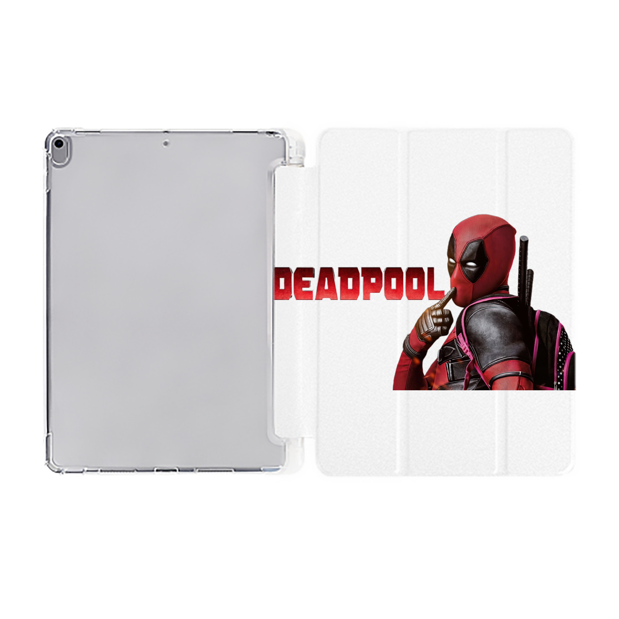 （画像用） Deadpool デッドプール IPad ケース ペン収納付き 三つ折りスタンド PUレザー×シリコン 対応機種9.5/10.5/10.9インチ